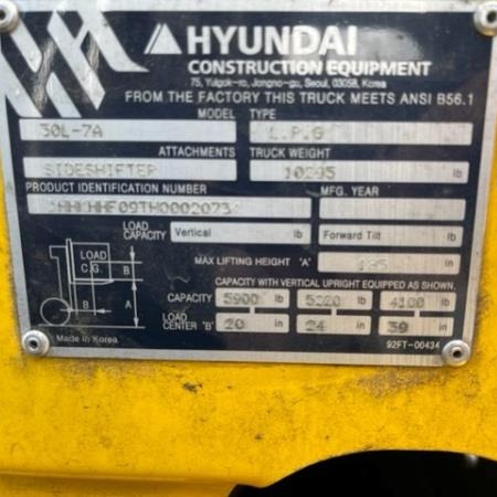 2017 Hyundai 30L-7A Pneumatic Tire Forklift